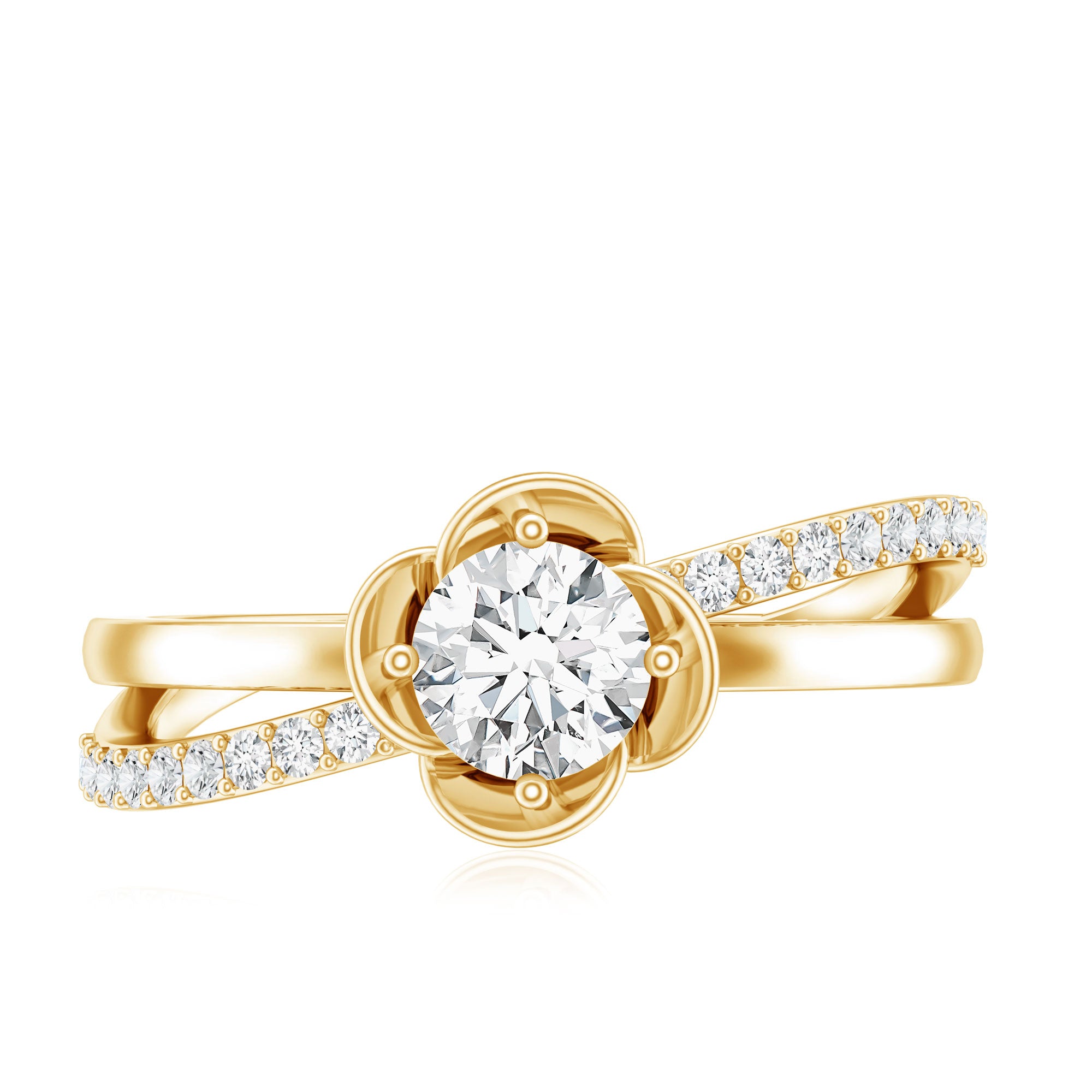Rosec Jewels-Flower Inspired Moissanite Proposal Ring for Women