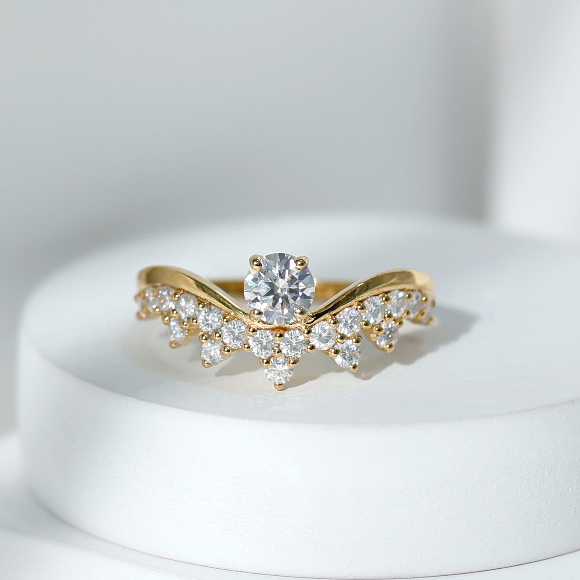Designer Moissanite Curved Engagement Ring for Women D-VS1 - Rosec Jewels