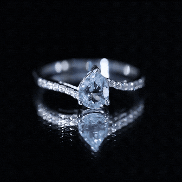Pear Cut Aquamarine Teardrop Engagement Ring with Diamond – Rosec Pear Cut Aquamarine Teardrop Engagement Ring with Diamond – Rosec