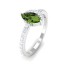 1.25 CT Minimal Marquise Cut Peridot Ring with Diamond Accent AAA - Rosec Jewels