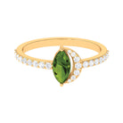 1.25 CT Minimal Marquise Cut Peridot Ring with Diamond Accent AAA - Rosec Jewels