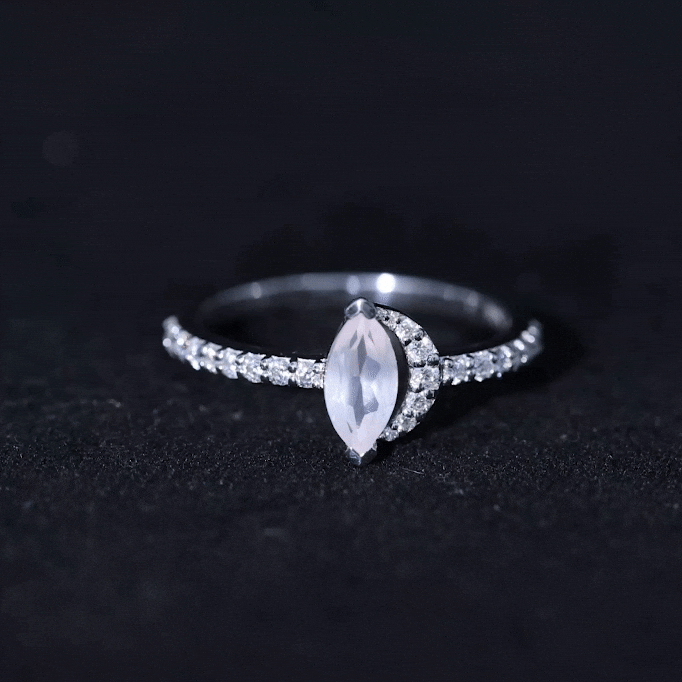 1.25 CT Natural Rose Quartz Minimal Ring with Diamond Accent Rose Quartz - ( AAA ) - Quality - Rosec Jewels