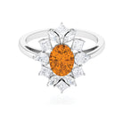 2.25 CT Oval Cut Citrine Cocktail Ring with Moissanite Stones AAA - Rosec Jewels