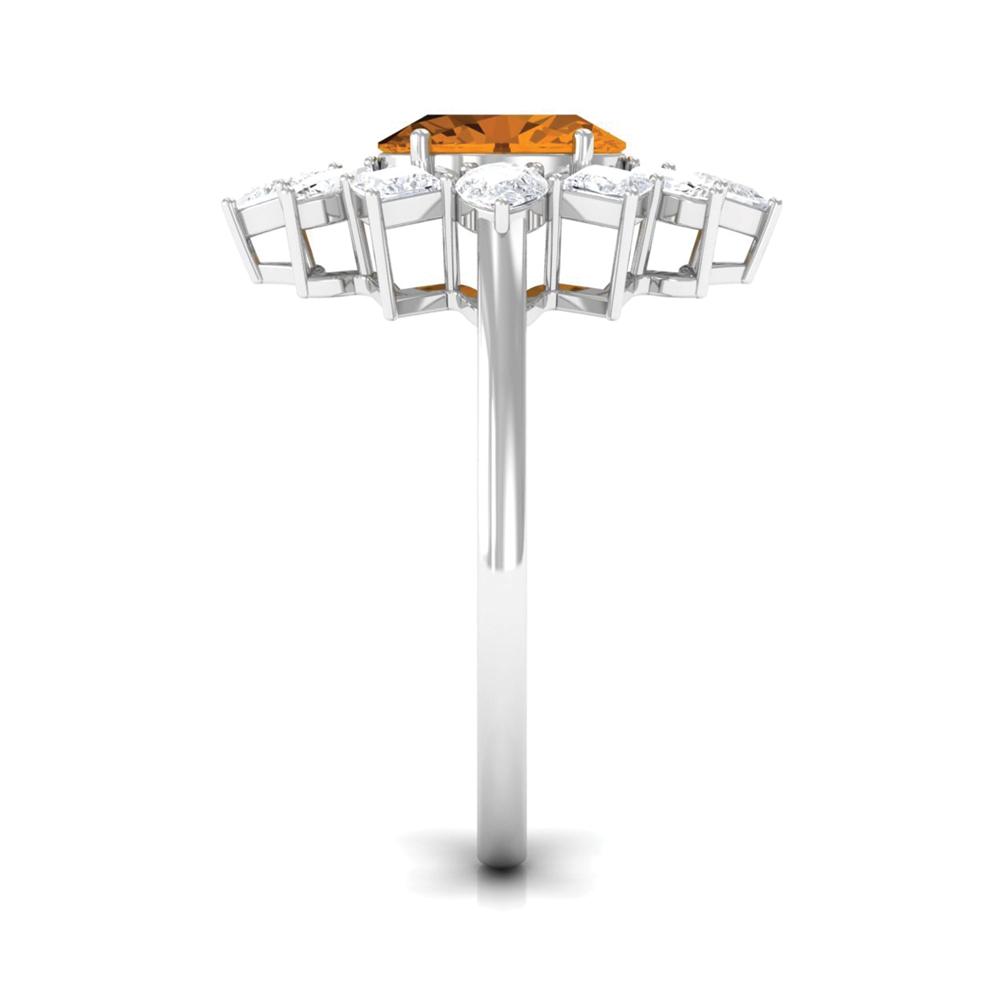 2.25 CT Oval Cut Citrine Cocktail Ring with Moissanite Stones AAA - Rosec Jewels