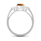 2.25 CT Oval Cut Citrine Cocktail Ring with Moissanite Stones AAA - Rosec Jewels