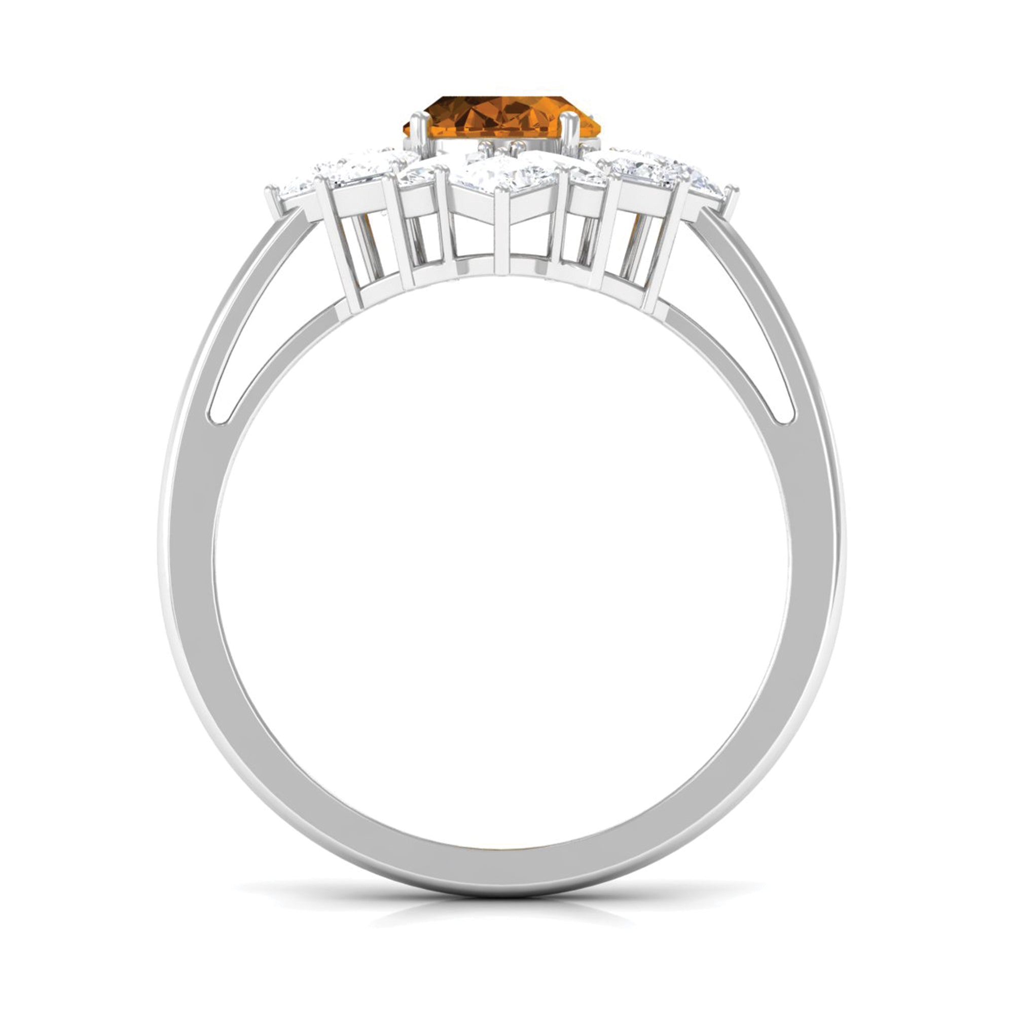 2.25 CT Oval Cut Citrine Cocktail Ring with Moissanite Stones AAA - Rosec Jewels