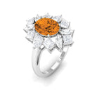 2.25 CT Oval Cut Citrine Cocktail Ring with Moissanite Stones AAA - Rosec Jewels