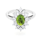 2.25 CT Natural Peridot Cocktail Ring with Moissanite Stones AAA - Rosec Jewels