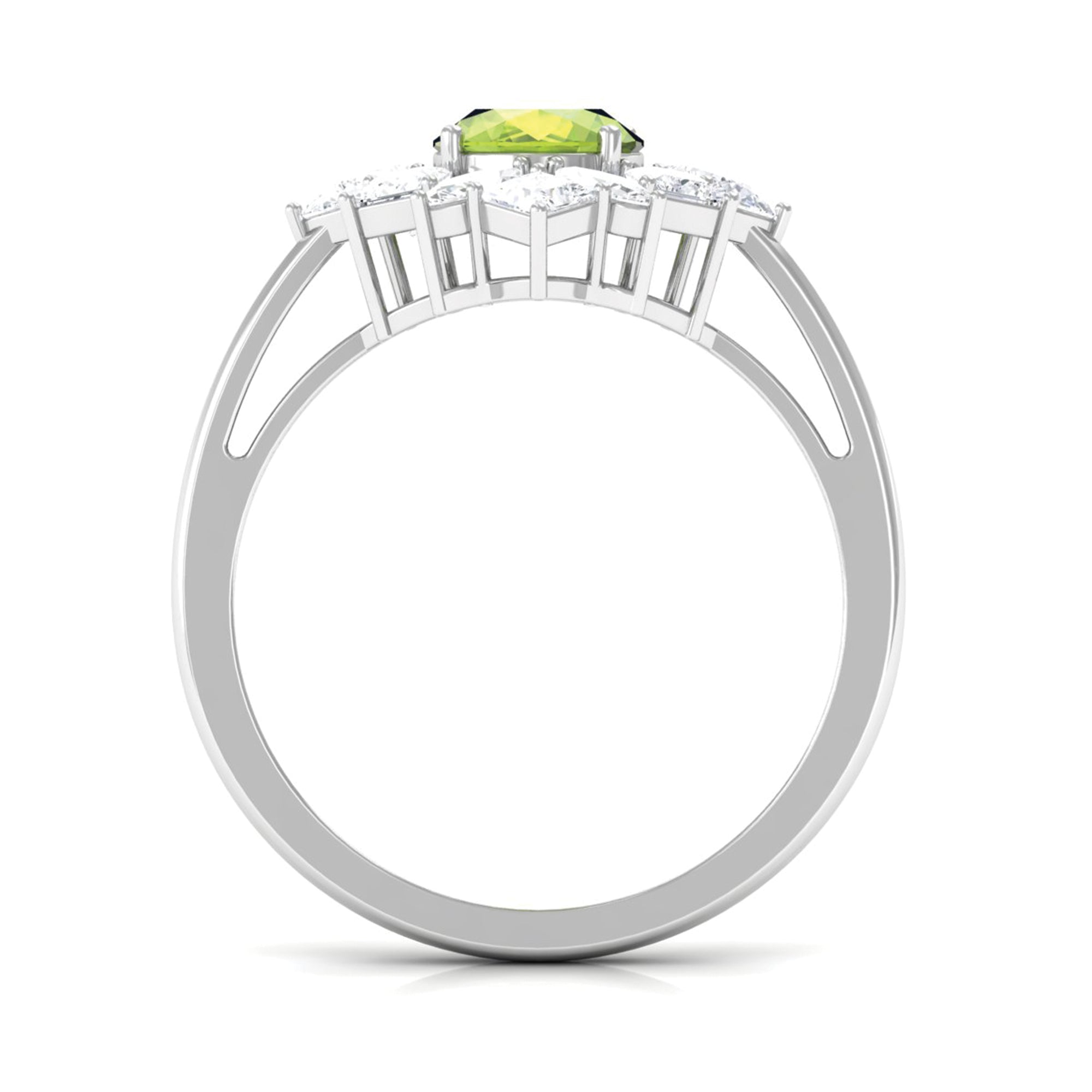 2.25 CT Natural Peridot Cocktail Ring with Moissanite Stones AAA - Rosec Jewels