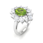2.25 CT Natural Peridot Cocktail Ring with Moissanite Stones AAA - Rosec Jewels