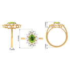 2.25 CT Natural Peridot Cocktail Ring with Moissanite Stones AAA - Rosec Jewels
