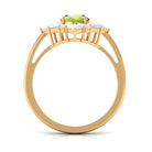 2.25 CT Natural Peridot Cocktail Ring with Moissanite Stones AAA - Rosec Jewels