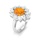 2.25 CT Oval Fire Opal Cocktail Engagement Ring with Moissanite AAA - Rosec Jewels