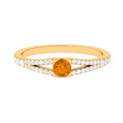 0.50 CT Split Shank Citrine Promise Ring with Diamond Accent AAA - Rosec Jewels