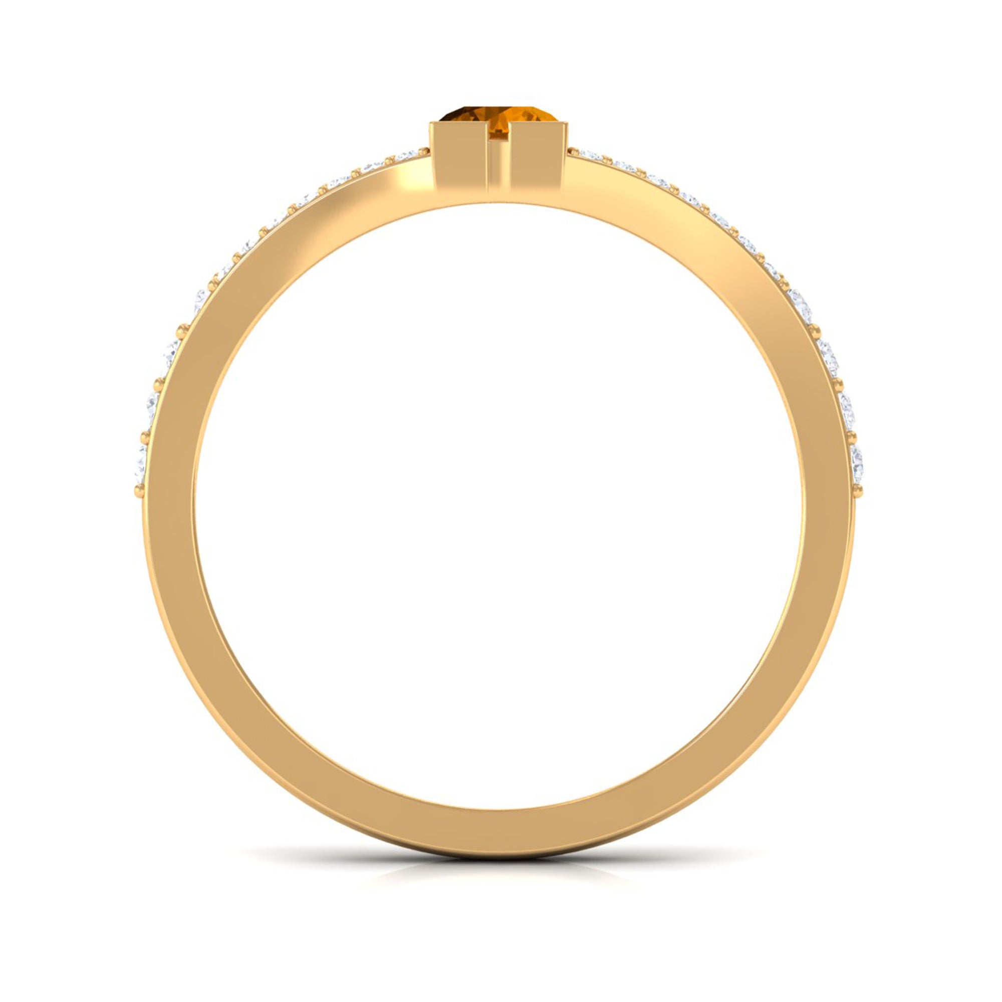0.50 CT Split Shank Citrine Promise Ring with Diamond Accent AAA - Rosec Jewels