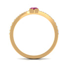 Minimal Pink Tourmaline Split Shank Ring with Diamond AAA - Rosec Jewels