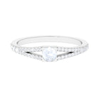 3/4 CT Minimal Moonstone and Diamond Split Shank Promise Ring AAA - Rosec Jewels