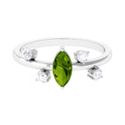 Rosec Jewels-1 CT Marquise Cut Peridot Scatter Ring with Diamond Stones