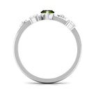 Rosec Jewels-1 CT Marquise Cut Peridot Scatter Ring with Diamond Stones