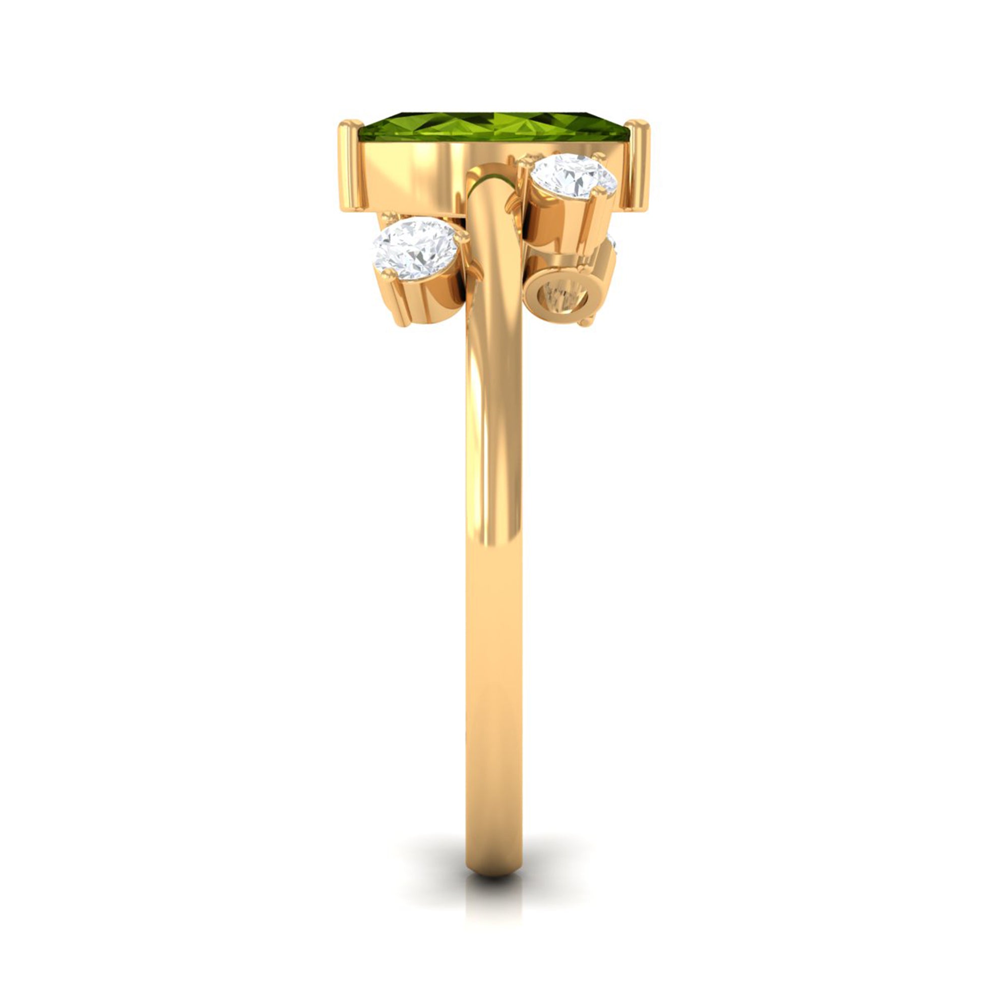 Rosec Jewels-1 CT Marquise Cut Peridot Scatter Ring with Diamond Stones