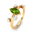 Rosec Jewels-1 CT Marquise Cut Peridot Scatter Ring with Diamond Stones