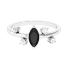 Marquise Cut Solitaire Black Spinel Ring with Scatter Diamond AAA - Rosec Jewels