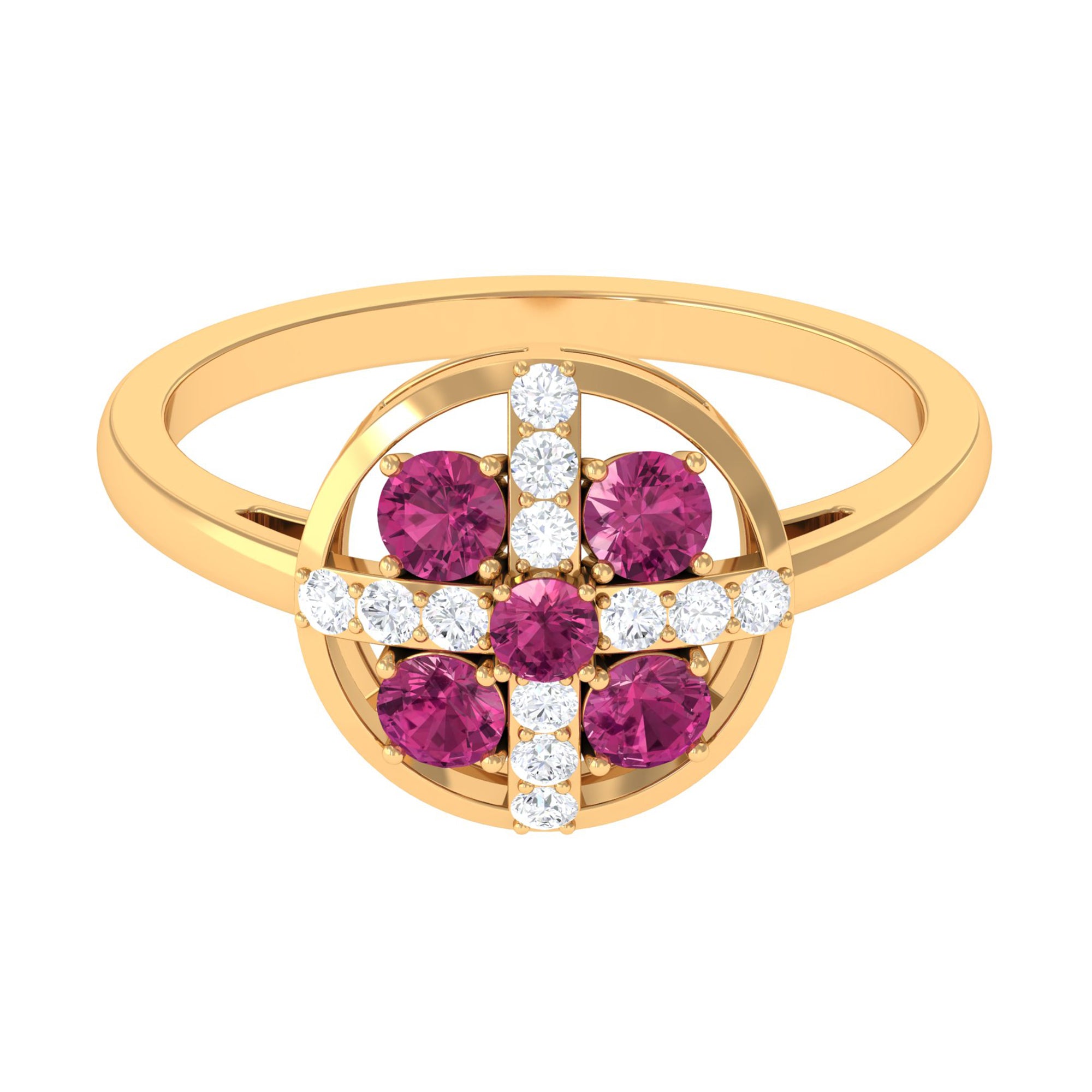 Real Pink Tourmaline Contemporary Ring with Diamond AAA - Rosec Jewels