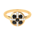 3/4 CT Black Spinel and Diamond Contemporary Ring AAA - Rosec Jewels