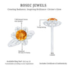 Natural Citrine Floral Engagement Ring with Diamond AAA - Rosec Jewels