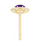 Round Amethyst Flower Engagement Ring with Diamond AAA - Rosec Jewels