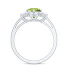 2 Carat Natural Peridot Flower Engagement Ring with Diamond AAA - Rosec Jewels