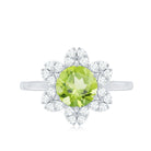 2 Carat Natural Peridot Flower Engagement Ring with Diamond AAA - Rosec Jewels