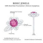 Rosec Jewels-Real 1.2 Carat Round Pink Tourmaline Flower Engagement Ring with Diamond