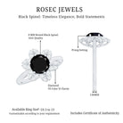 Rosec Jewels-Natural 2.5 Carat Black Spinel Flower Engagement Ring with Diamond