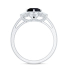 Rosec Jewels-Natural 2.5 Carat Black Spinel Flower Engagement Ring with Diamond