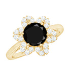 Rosec Jewels-Natural 2.5 Carat Black Spinel Flower Engagement Ring with Diamond