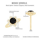 Rosec Jewels-Natural 2.5 Carat Black Spinel Flower Engagement Ring with Diamond