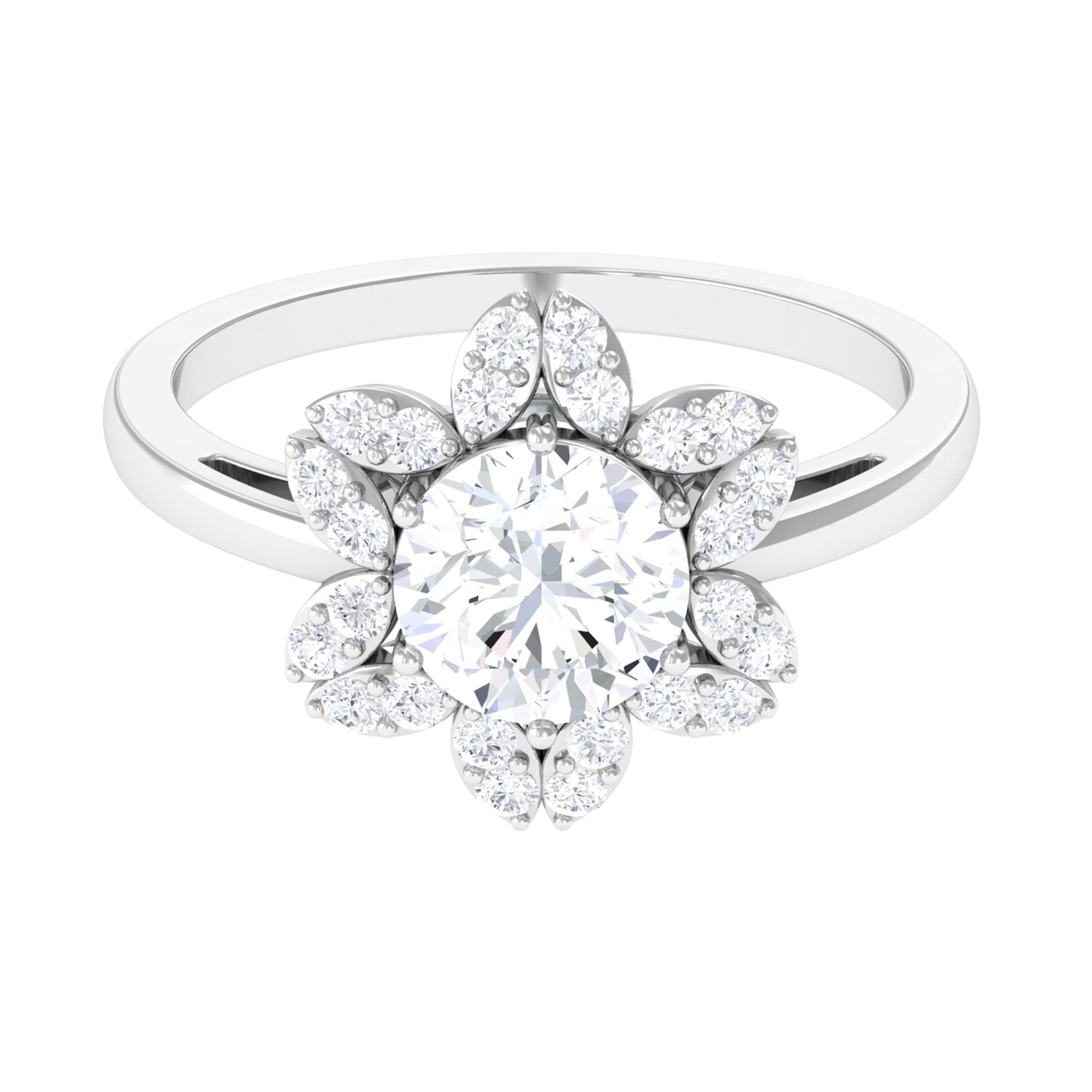 Cubic Zirconia Flower Promise Ring AAAA - Rosec Jewels