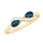 Rosec Jewels-Pear Shape London Blue Topaz Infinity Promise Ring with Diamond