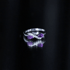Rosec Jewels-1/2 CT Pear Amethyst Infinity Promise Ring with Diamond