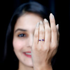 Rosec Jewels-1/2 CT Pear Amethyst Infinity Promise Ring with Diamond