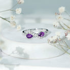 Rosec Jewels-1/2 CT Pear Amethyst Infinity Promise Ring with Diamond