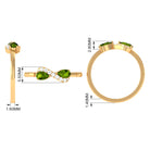 Rosec Jewels-Real Pear Shape Peridot 2 Stone Promise Ring with Diamond