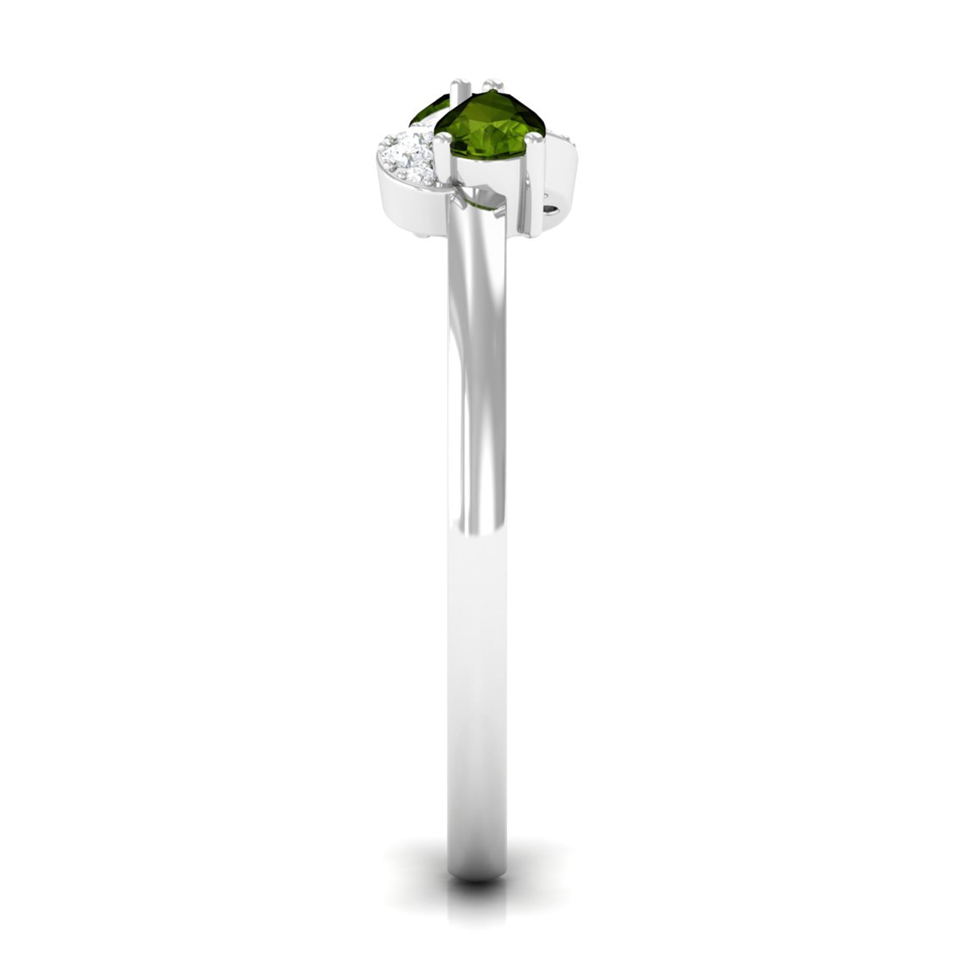 Rosec Jewels-Real Pear Shape Peridot 2 Stone Promise Ring with Diamond