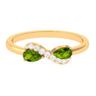 Rosec Jewels-Real Pear Shape Peridot 2 Stone Promise Ring with Diamond