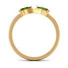 Rosec Jewels-Real Pear Shape Peridot 2 Stone Promise Ring with Diamond