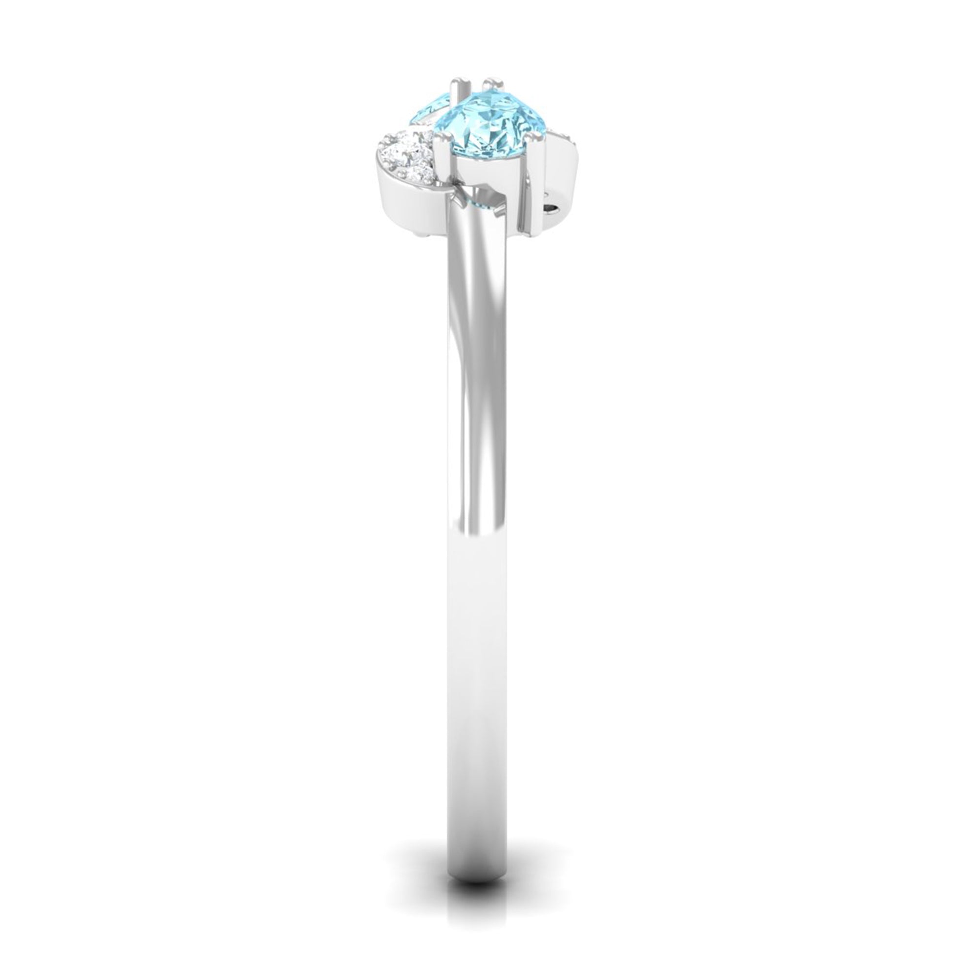 Rosec Jewels-1/2 CT Pear Aquamarine Infinity Promise Ring with Diamond