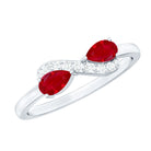 Rosec Jewels-Natural Pear Shape Ruby Toi Et Moi Promise Ring with Diamond
