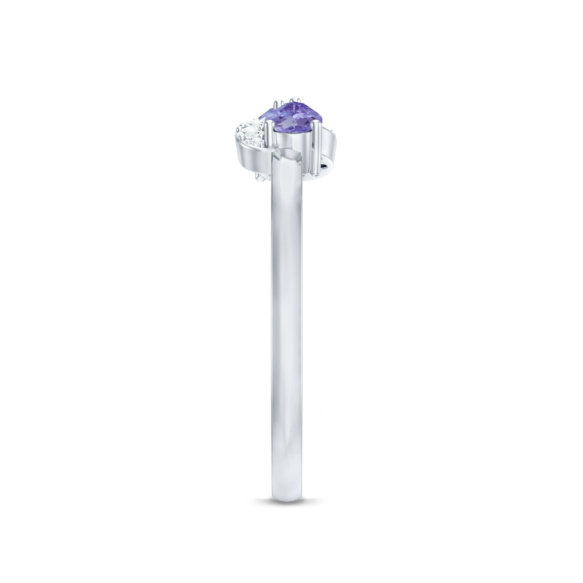 Rosec Jewels-Real Tanzanite 2 Stone Promise Ring with Diamond
