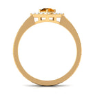 0.50 CT Round Shape Citrine Minimal Textured Ring with Diamond AAA - Rosec Jewels